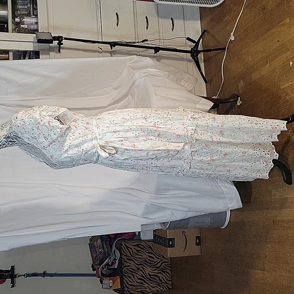 LoveShackFancy White and Pink Floral Maxi Dress - Picture 6 of 9